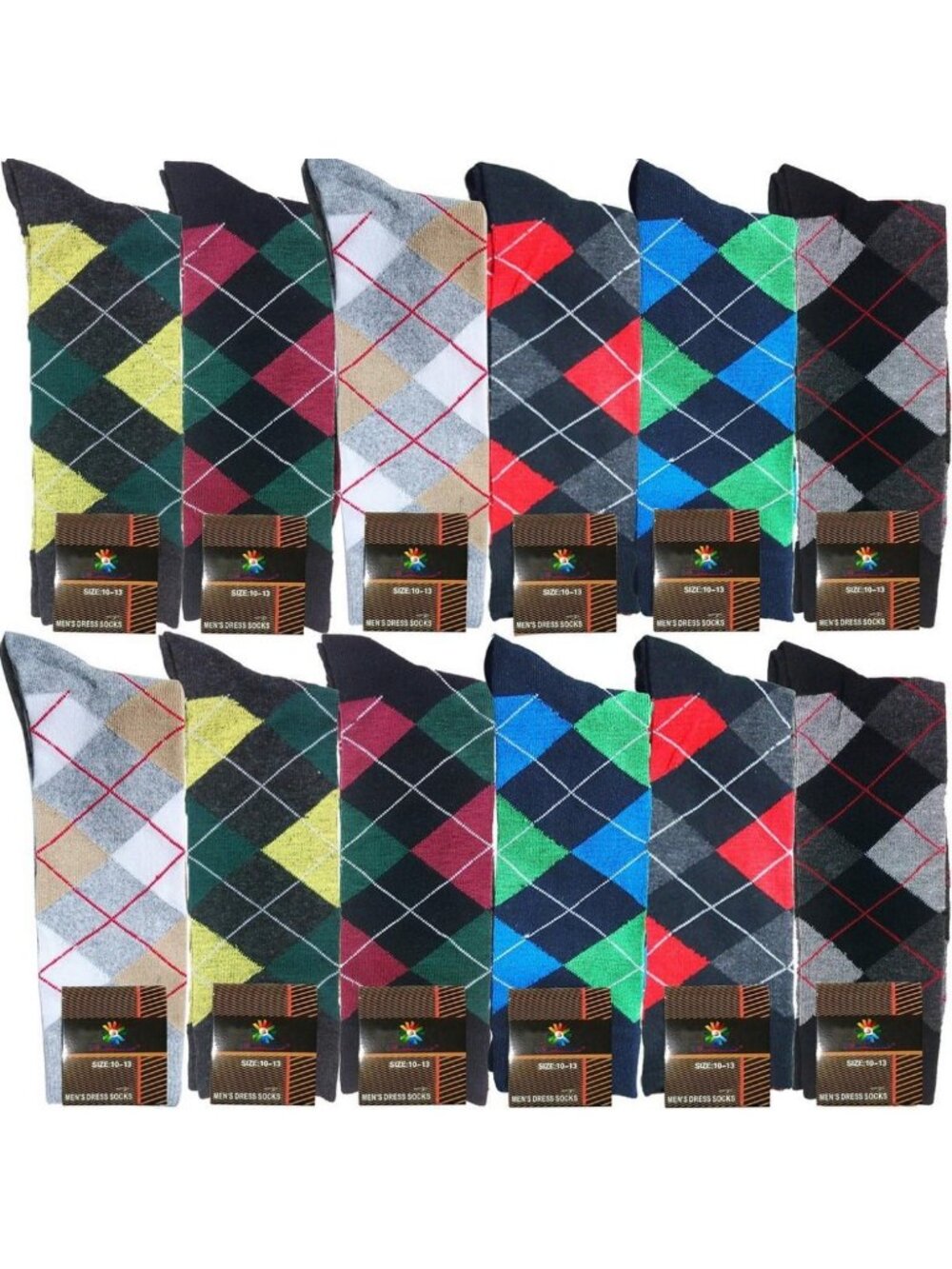 Colorful Cotton Dress Socks for Men - Fun & Fashionable Mid Calf Crew, Size